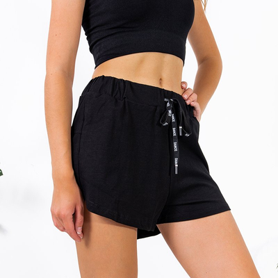 Short court femme noir avec inscription - Vêtements
