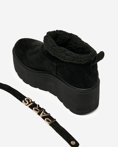 Royalfashion Noir bottes femmes a'la bottes de neige avec ornement Parisela