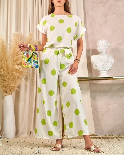 Royalfashion Ensemble vert et blanc pour femme