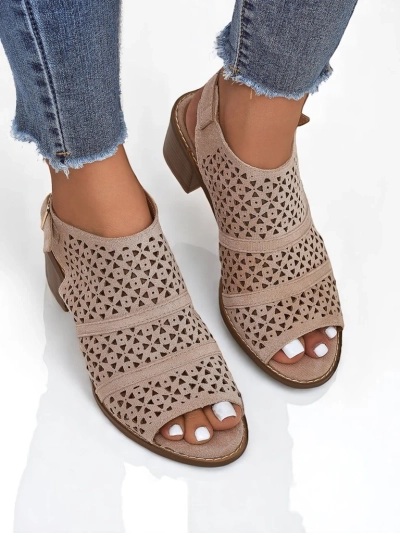 Royalfashion Sandales ajourées à talon bas Elira pour femmes