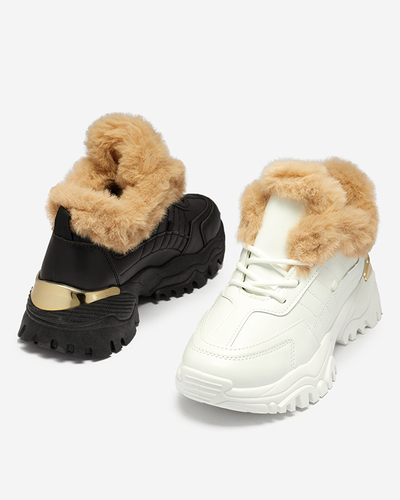 Chaussures de sport pour femmes blanches avec fourrure Flixi - Chaussures