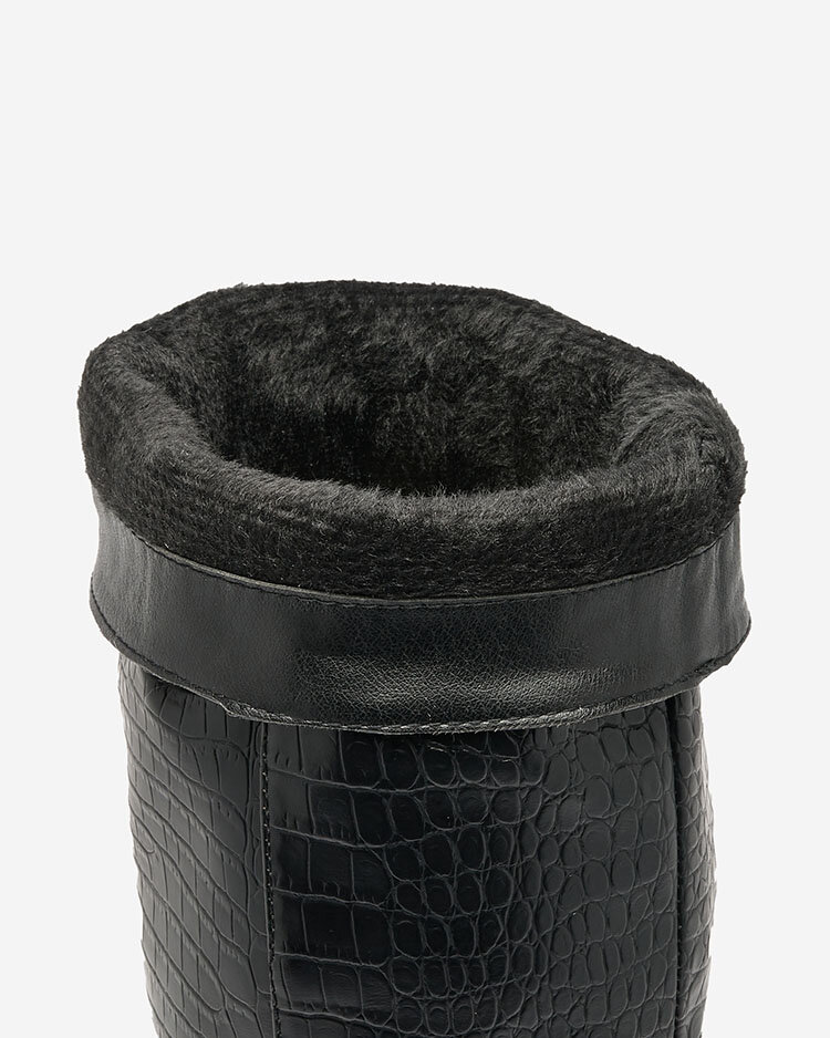 Royalfashion Bottes noires à talon aiguille pour femme avec gaufrage Classy Elegant