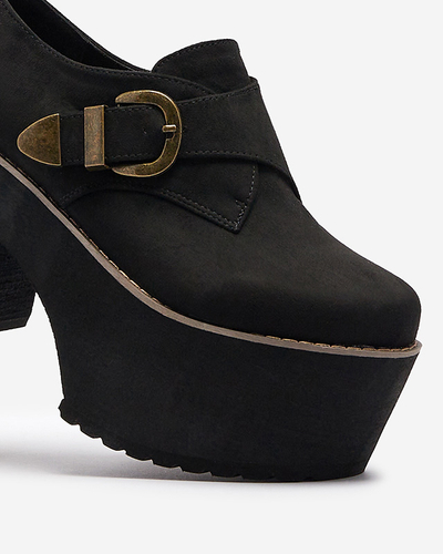 Demi-souliers noirs à talon haut pour femmes Kiacca- Footwear