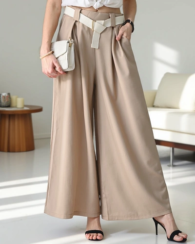 Pantalons larges Royalfashion pour femmes avec une ceinture