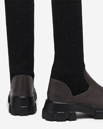 Bottes hautes noires et marron pour femme Alerpi- Footwear