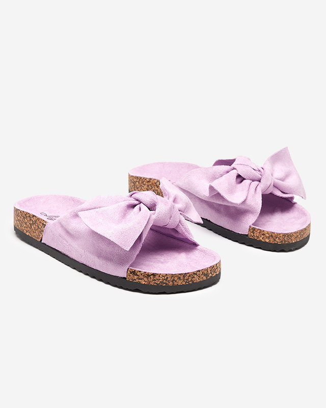 OUTLET Chaussons femme violet en éco-daim avec nœud Xeria - Footwear