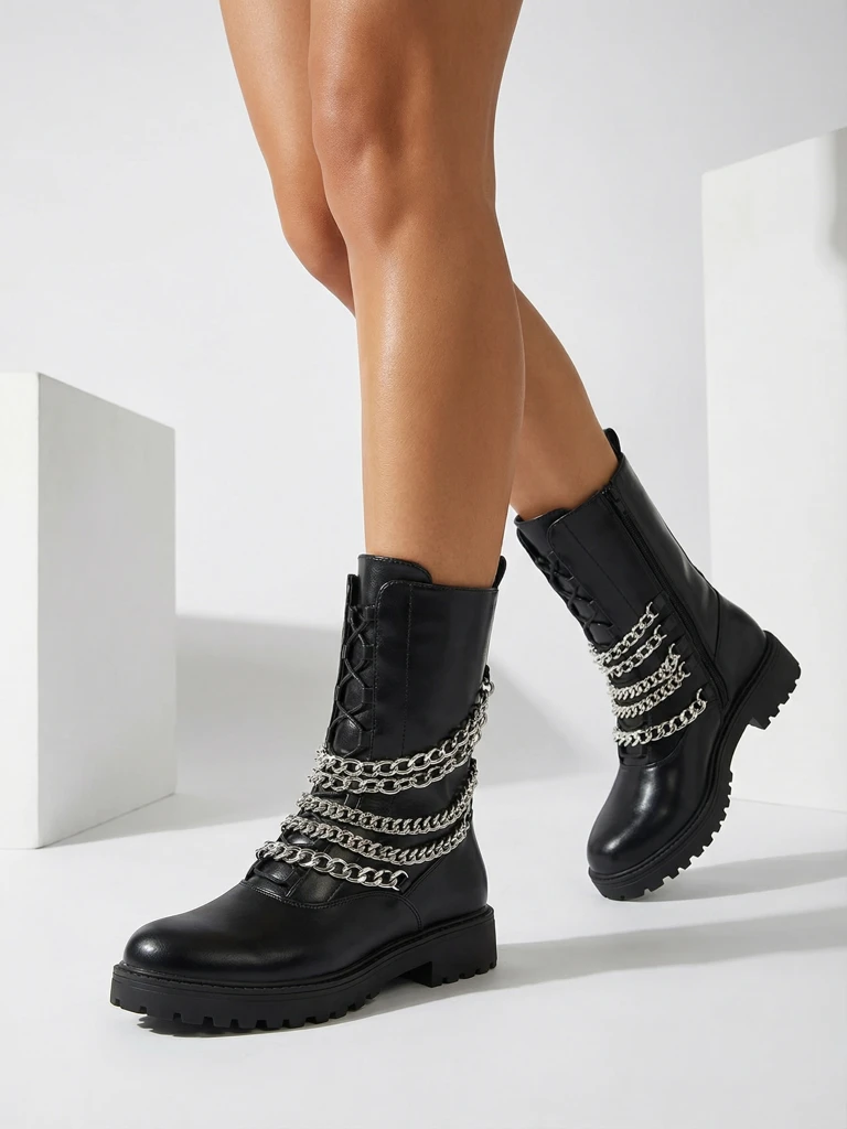 Royalfashion Bottes bagger pour femme en noir Goserre