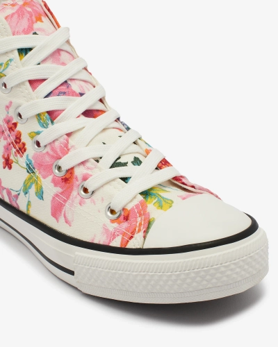 Royalfashion Baskets hautes blanches à imprimé floral pour femme Fahenna