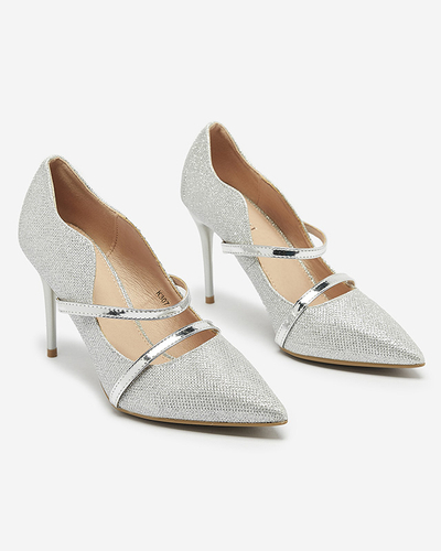 Escaliers à talons aiguilles argentés pour femmes avec paillettes Esleea - Chaussures
