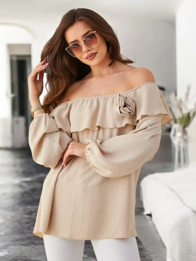 Blouse Royalfashion pour femmes à la mode espagnole avec volants et fleurs