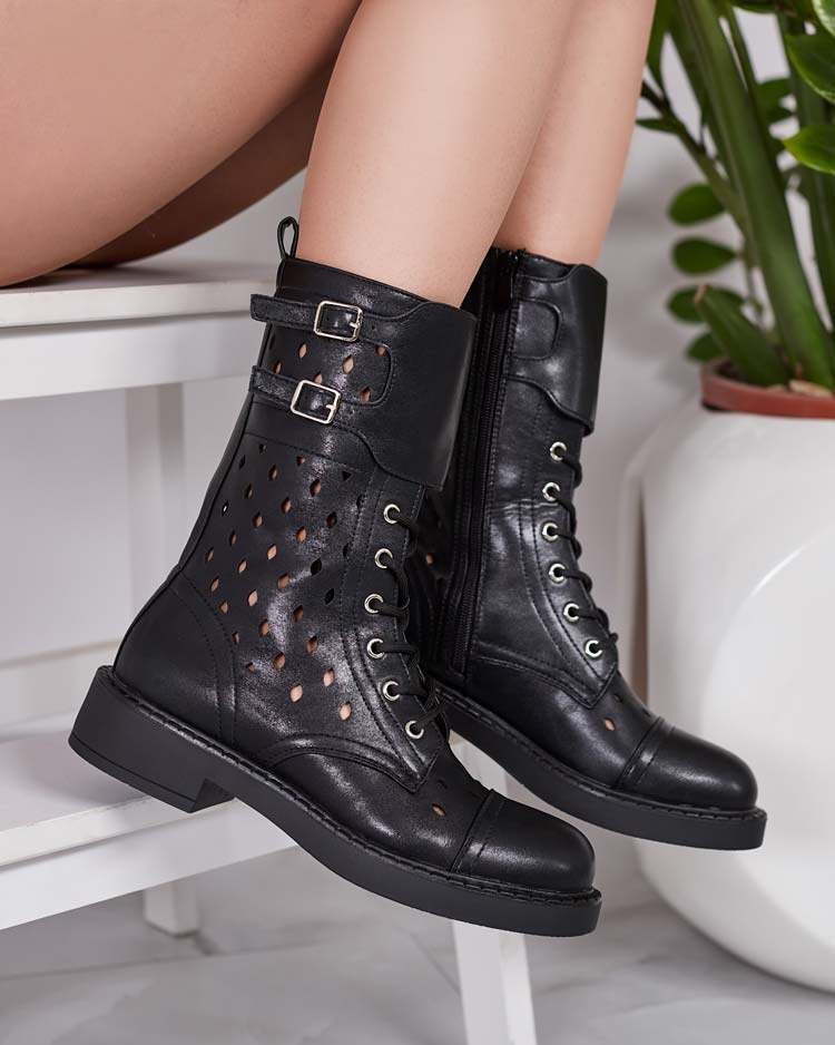 Royalfashion Bottes à lacets ajourés pour femme Belsel