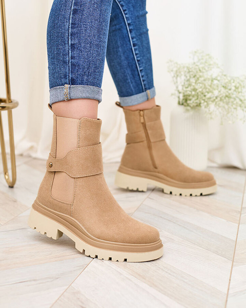 Royalfashion Bottes pour femme beige avec lanière décorative Doasa