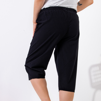 Pantalon droit 3/4 femme noir GRANDE TAILLE - Vêtements