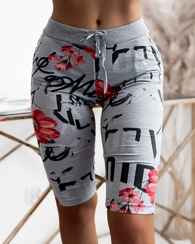 Short femme 3/4 gris et rouge imprimé GRANDE TAILLE - Vêtements