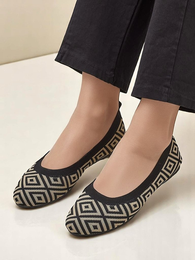 Royalfashion Ballerines en tissu pour femmes à imprimé géométrique Métrique