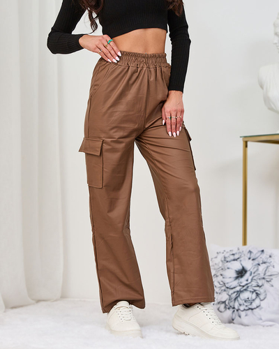 Royalfashion Pantalon de combat pour femme en cuir écologique