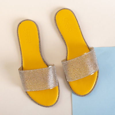OUTLET Tongs jaunes pour femme avec zircons Verina - Footwear