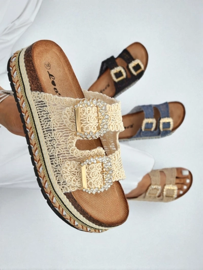 Royalfashion Mules pour femme avec boucles strass GlamCork