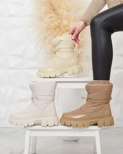 Royalfashion Bottes de neige pour femme à enfiler en beige Sadella