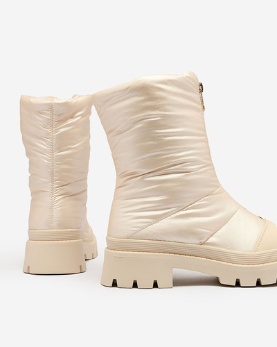 Royalfashion Bottes à talons plats Tainve Beige pour femmes
