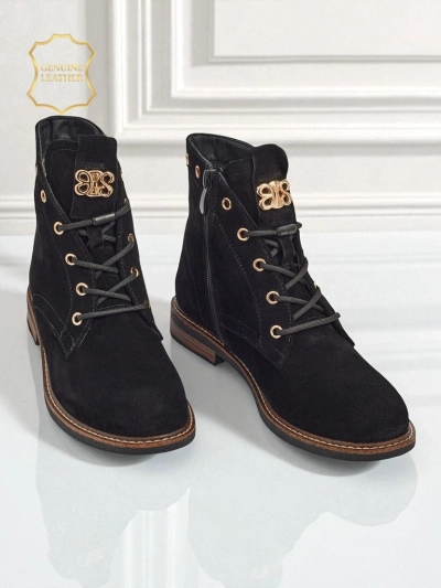 Bottines pour femmes Aurelia Romano en daim naturel - marron, avec fourrure