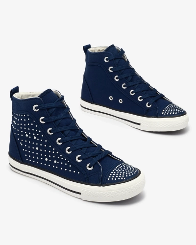 Baskets montantes bleu marine avec zircons Totulu- Footwear