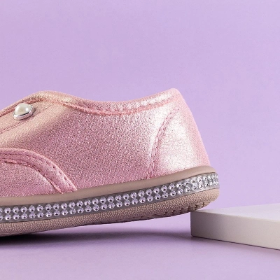 OUTLET Baskets à enfiler pour enfants roses avec perles Merin - Chaussures