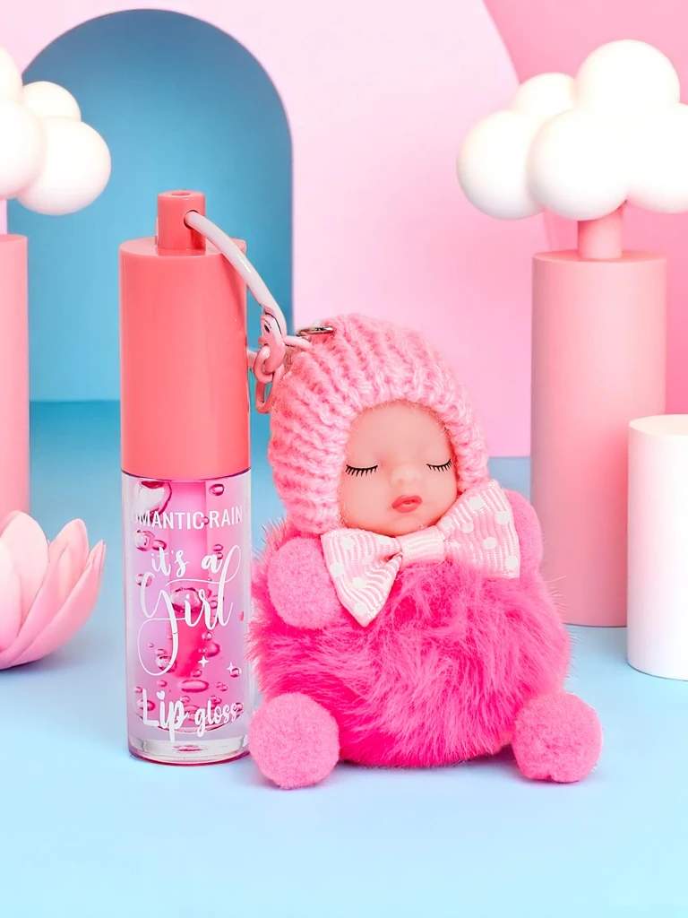 Gloss à lèvres pour enfants avec poupée Rose Foncé