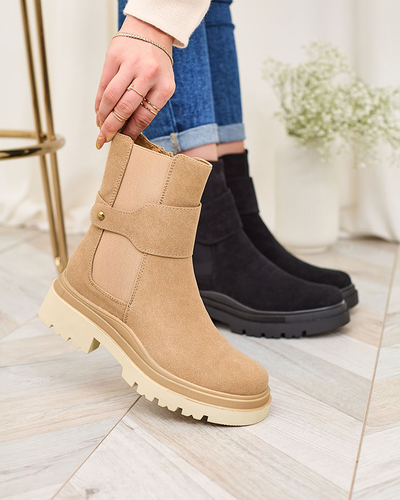 Royalfashion Bottes pour femme beige avec lanière décorative Doasa
