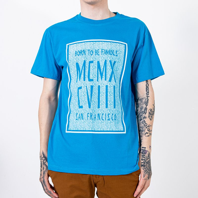 T-shirt homme en coton bleu avec imprimé - Vêtements