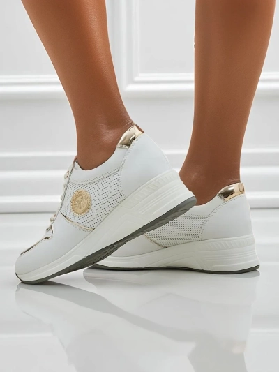 Sneakers compensées pour femmes Calista Athena blanches en cuir écologique