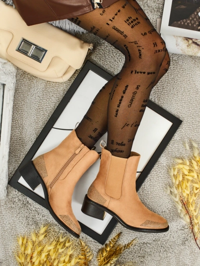 Bottines femme en éco-daim ornées de strass TangleMist