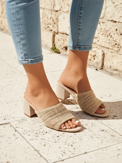 Royalfashion Mules pour femmes à talon bloc Sole Bloom