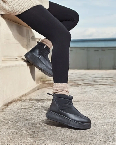 Royalfashion Bottes de neige pour femme de couleur noire Fopinia