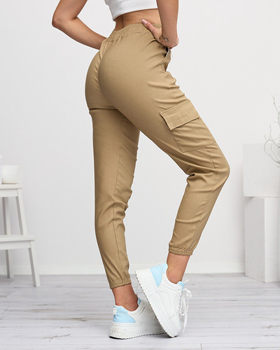 Pantalon cargo femme marron clair avec poche amovible - Vêtements