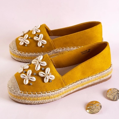 OUTLET Espadrilles jaunes pour femmes avec décorations Izira - Chaussures