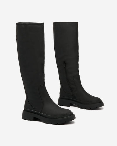 Royalfashion Bottes au genou pour femmes noir mat Ikemis