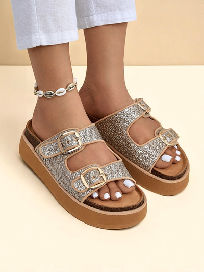 Royalfashion Mules à plateforme pour femmes Nora Woven