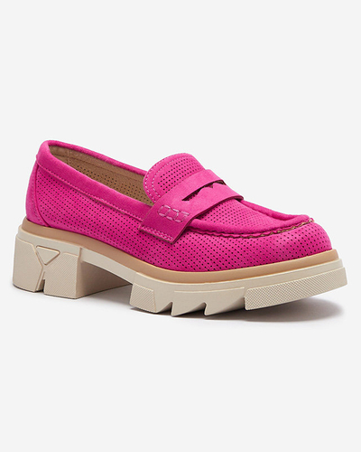Fuchsia mocassins ajourés pour femmes sur une semelle solide Ejina - Chaussures