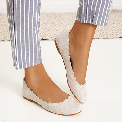 OUTLET Ballerines femme en éco-suède gris clair Antonelia - Souliers