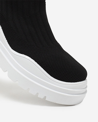 Bottines pour femme sur semelle plus épaisse en noir et blanc Korlico - Footwear