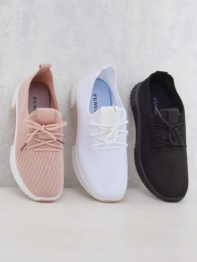 Chaussures de sport blanches en tissu pour femmes Vobbu- Footwear