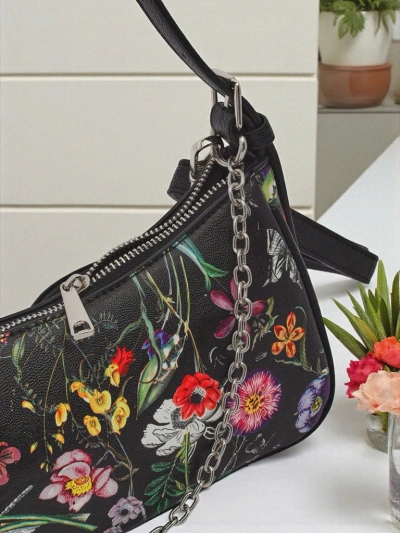 Royalfashion Petit sac à main pour femme en cuir écologique avec motif floral Lily Bloom