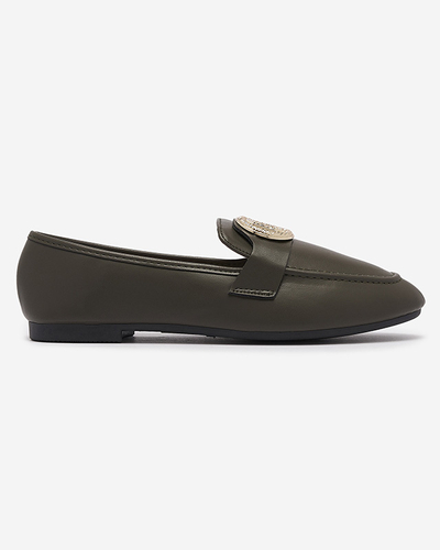 Mocassins pour femmes vert foncé avec ornements dorés Uletta - Footwear