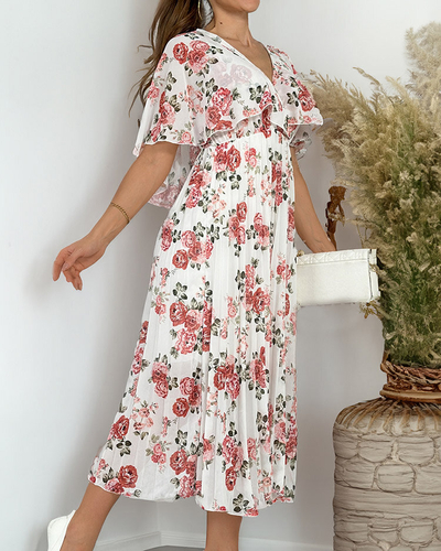 Royalfashion Robe midi florale plissée pour femme