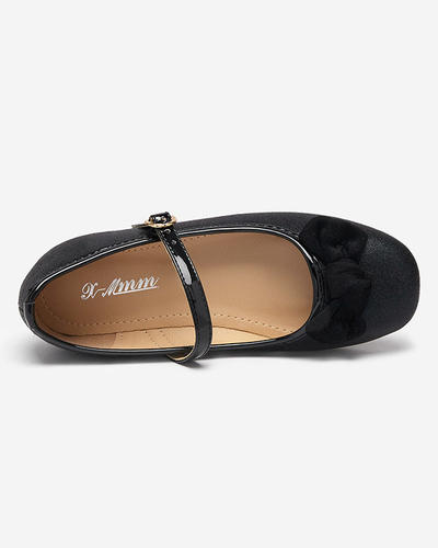 Ballerines fille noires avec ceinture Mosup-shoes