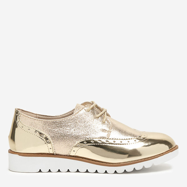 OUTLET Chaussures femme dorées avec empiècements Retinisa argentés en brocart - Chaussures
