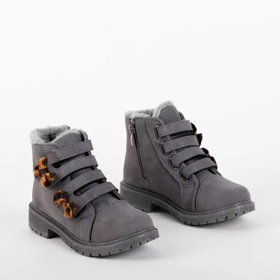Boots fille gris foncé avec Velcro Laxia- Footwear