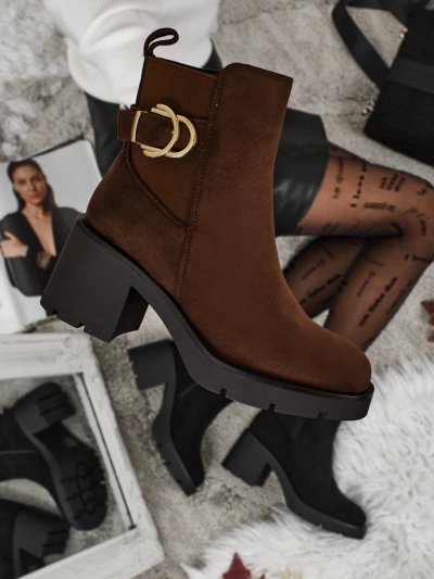 Bottines femme en daim écologique à talon bloc Solenya