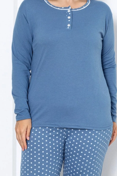 Royalfashion Pyjamas en Coton pour Femmes en 2 Pièces à Pois TAILLE PLUS